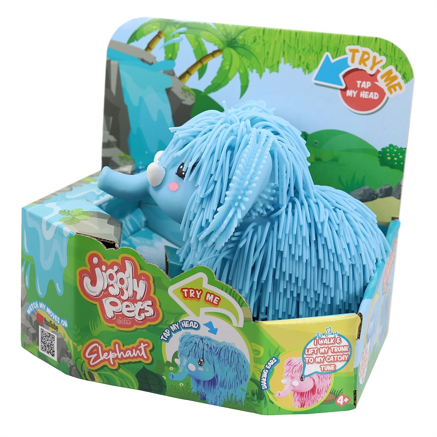 Джигли Петс Игрушка Мамонтенок голубой интерактивный, ходит Jiggly Pets
