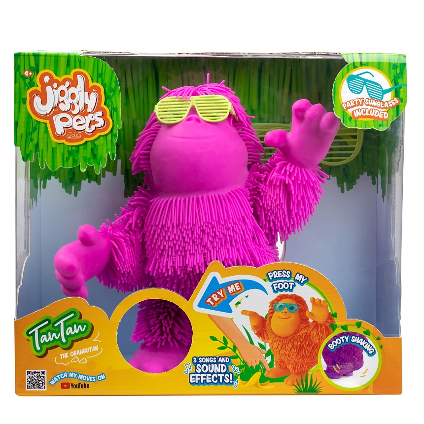 Джигли Петс Игрушка Орангутан Тан-Тан розовый интерактивный, танцует Jiggly Pets