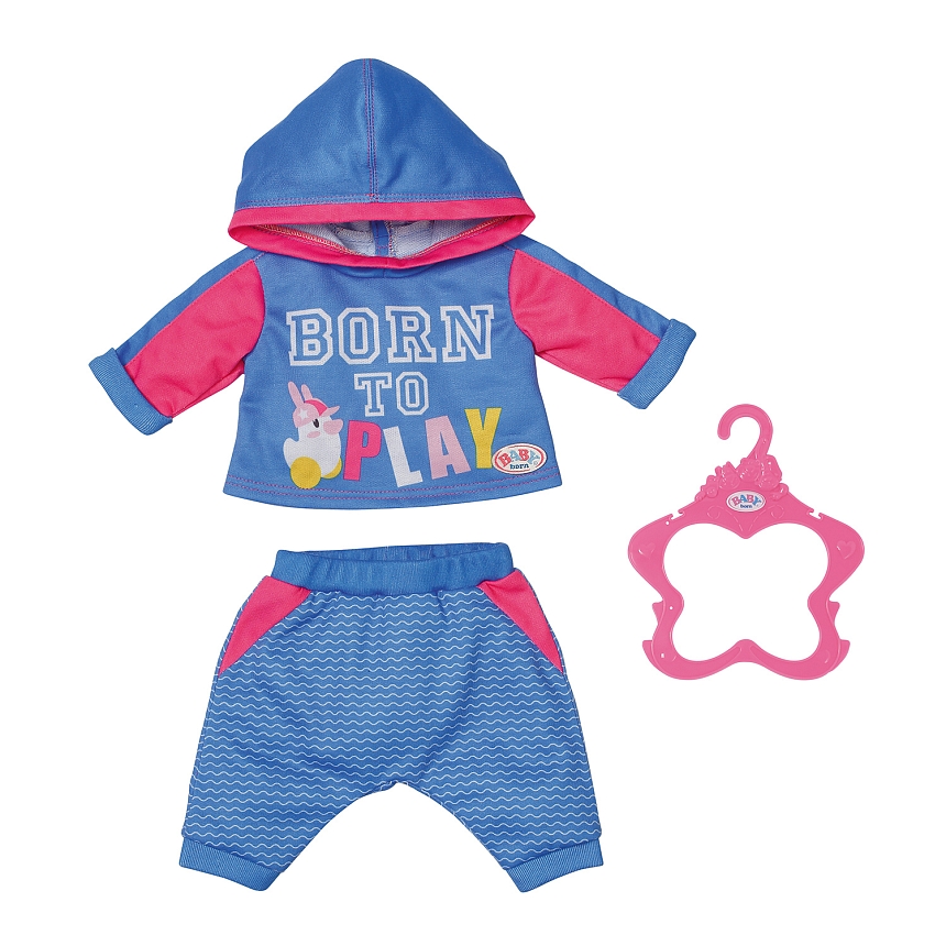 БЕБИ борн. Спортивный костюм для кукол 43 см, вешалка, голубой. BABY born