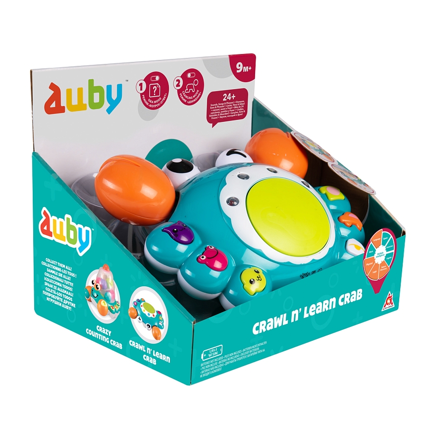 Ауби. Развивающая игрушка Ползающий краб 2-в-1, свет и звук. TM Auby