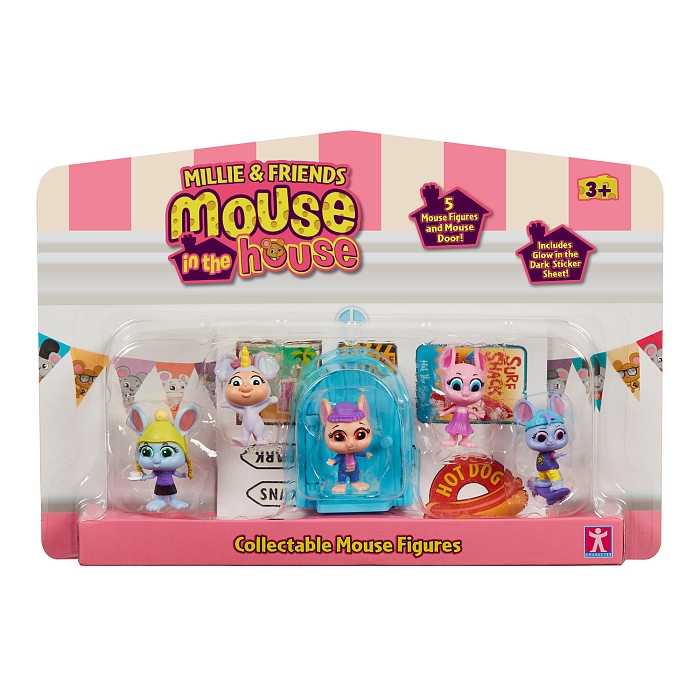 Маус ин Хаус. Игровой набор 5в1 фигурки Милли и мышки синий. TM Mouse in the House