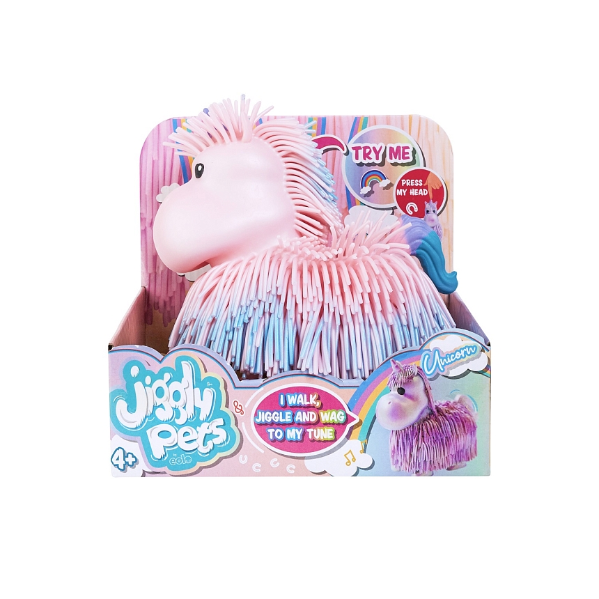 Джигли Петс Игрушка Единорожка розовая перламутровая интерактивая, ходит Jiggly Pets