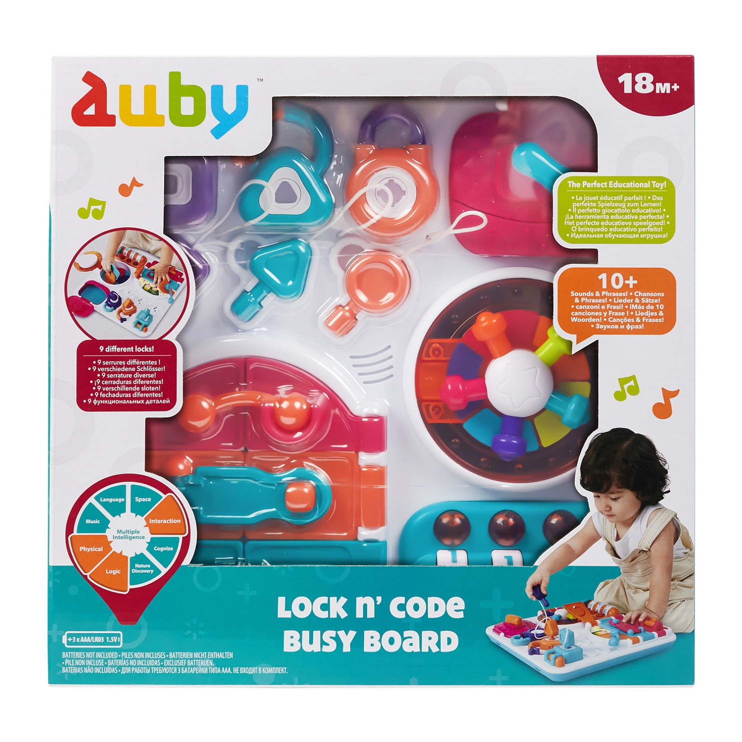 Ауби. Интерактивная игрушка Бизиборд, свет и звук. TM Auby