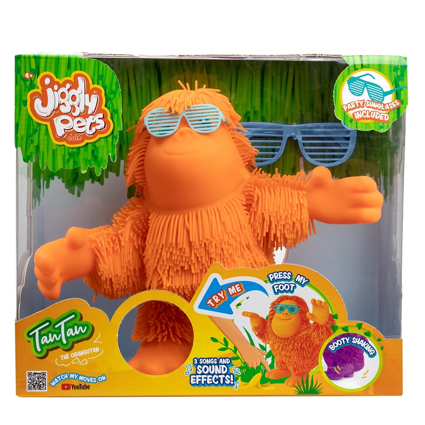Джигли Петс Игрушка Орангутан Тан-Тан оранжевый интерактивный, танцует Jiggly Pets